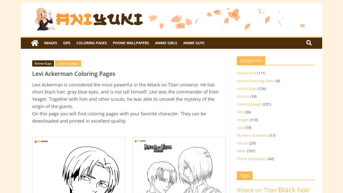 Levi Ackerman Coloring Pages - 50 Free Coloring Pages - AniYuki